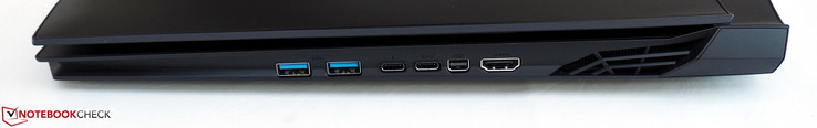 lato destro: 2x USB-A 3.0, Thunderbolt 3, USB-C 3.1 Gen2, Mini-DisplayPort 1.3, HDMI 2.0