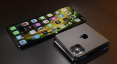 Un concept pieghevole per l&#039;iPhone simile al Galaxy Z Flip. (Immagine: iOS Beta News)