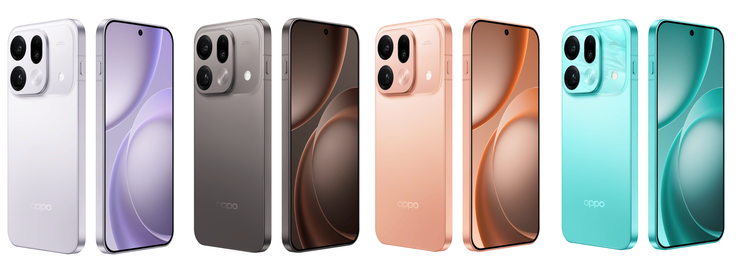 I rendering ufficiali del Find X9s Pro in tutte le opzioni di colore.