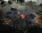 Un'immagine che mostra un accampamento e dei mercenari a Wartales.