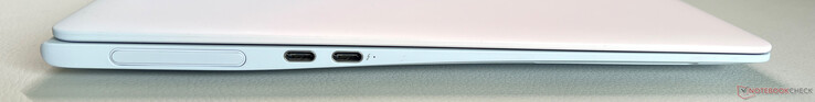 Lato sinistro: Webcam, USB-C 3.2 Gen.2 (10 Gbps, modalità DisplayPort-ALT, erogazione di energia), USB-C 4.0 con Thunderbolt 4 (40 Gbps, modalità DisplayPort-ALT, erogazione di energia)