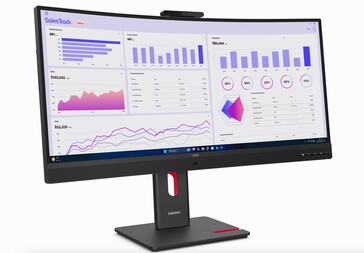 Vista frontale del monitor Lenovo ThinkVision T34WD.