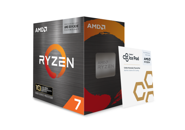 AMD Ryzen 7 5800X3D con un pad termico in dotazione con la CPU.