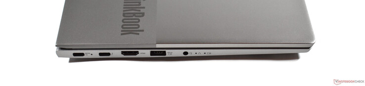A sinistra: USB-C 3.2 Gen 2, Thunderbolt 4, HDMI 2.0, USB-A 3.0, jack audio da 3,5 mm