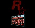 Logo di Rockstar Games con orologio che fa il conto alla rovescia per la data di uscita di GTA 6