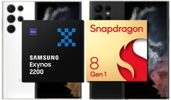 Il Samsung Exynos 2200 e lo Snapdragon 8 Gen 1 sembrano alla pari nelle prestazioni della CPU di Geekbench. (Fonte immagine: Samsung/Qualcomm/@Ishanagarwal - modificato)