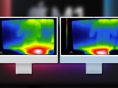 L'iMac 24 (R) a doppia ventola spreme più prestazioni dal suo processore M1 grazie a un migliore raffreddamento. (Fonte immagine: Apple/Max Tech - modificato)