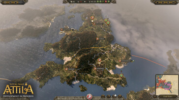 Un'immagine che mostra la mappa del mondo in Total War: Attila.