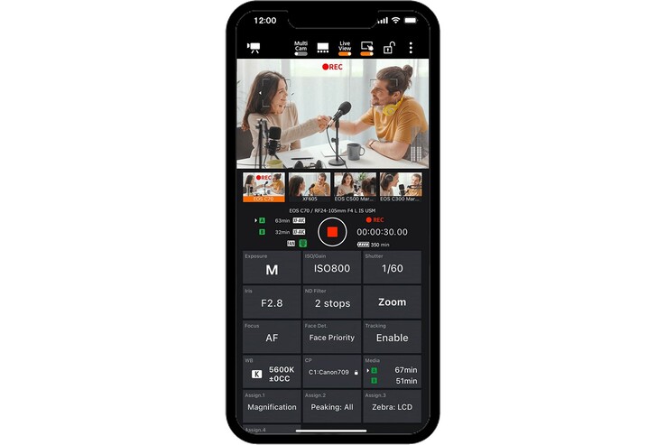 I registi possono controllare e mettere a fuoco in remoto l'EOS C80 utilizzando uno smartphone. (Fonte: Canon)