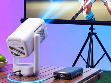 Il proiettore Aurzen Eazze D1R Air può essere alimentato da un power bank USB-C da 65W+ PD.