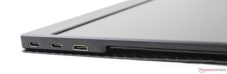 A destra: 2x USB-C (alimentazione, touchscreen, segnale a/v), mini HDMI