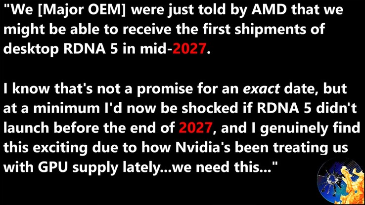 Le GPU desktop RDNA 5 potrebbero essere lanciate nel 2027.