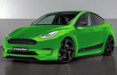 La parte anteriore della Tesla Model Y messa a punto ha un design molto più aggressivo (Immagine: Irmscher)