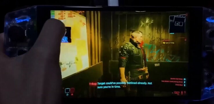 Cyberpunk 2077 sul dispositivo. (Fonte Immagine: AYA NEO)