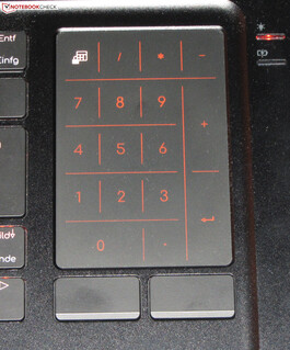 Un tastierino numerico può essere visualizzato sul touchpad