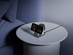 La nuova Prime Wireless Charging Station di Anker (nella foto, che carica un telefono, un orologio e quelli che sembrano auricolari TWS) sarà lanciata negli Stati Uniti nel febbraio 2026. (Fonte: Anker)