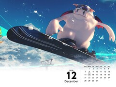 Lo sfondo del calendario di Final Fantasy 7 mostra lo snowboard (Fonte: Square Enix con modifiche)