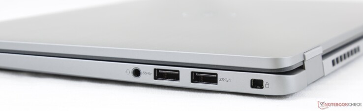 A destra: 3.5 mm combo audio, 2x USB 3.1 Gen. 1 Type-A, Noble Lock
