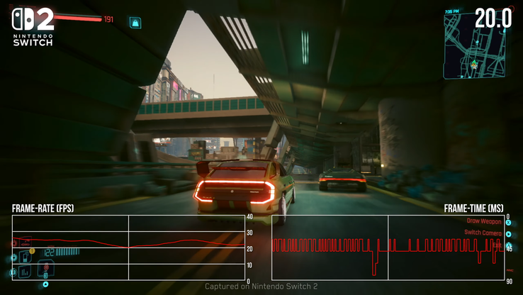 Prestazioni di Cyberpunk 2077 su Nintendo Switch 2. (Fonte: Digital Foundry)