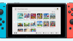 Menu della scheda di gioco virtuale sull'interfaccia di Nintendo Switch che mostra titoli popolari come The Legend of Zelda: Tears of the Kingdom, Splatoon 3 e Pokémon Scarlet. (Fonte: Nintendo)