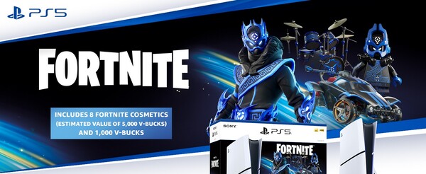 Il bundle PS5 Fortnite Cobalt Star rilasciato per il Black Friday 2024. (Fonte: Sony)