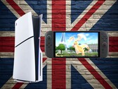 Le console PS5 e Switch 2 mostrate sullo sfondo della bandiera Union Jack (Fonte immagine: Sony PlayStation, Nintendo con modifiche)