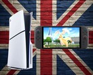Le console PS5 e Switch 2 mostrate sullo sfondo della bandiera Union Jack (Fonte immagine: Sony PlayStation, Nintendo con modifiche)