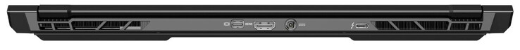 Lato posteriore: Mini DisplayPort 1.4, HDMI 2.0, alimentazione, Thunderbolt 3