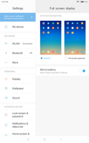 MIUI 9 System - opzioni di navigazione