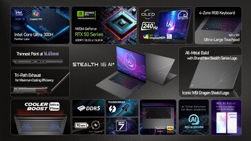 MSI Stealth 16 AI+: Panoramica delle caratteristiche. (Fonte immagine: MSI)