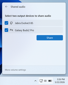 Selezionare due dispositivi Bluetooth LE Audio compatibili dal menu di configurazione.