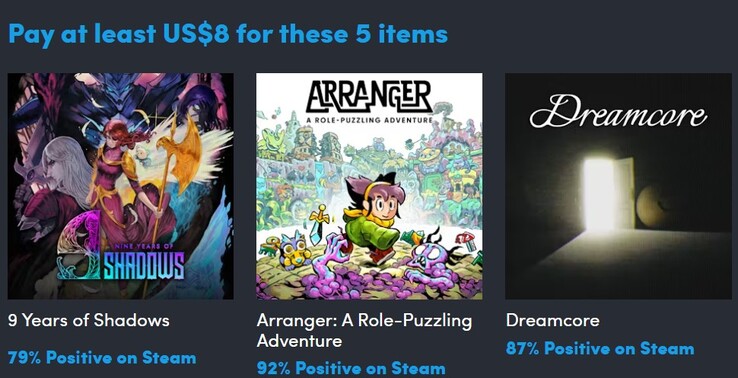 Immagine decorativa. Pagando 8 dollari si ottengono 5 articoli (Fonte: Humble Bundle)