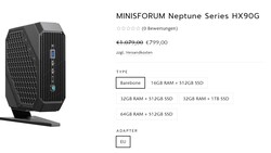 Configurazioni Minisforum HX90G (Fonte: Minisforum)