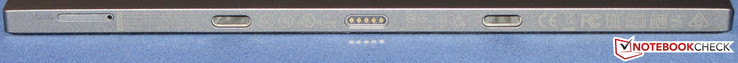 Sul lato inferiore del tablet è presente uno slot combinato per microSD e scheda SIM.