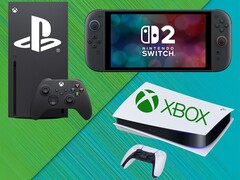 Le console Xbox, PS5 e Switch 2 mostrate con i loghi (Fonte immagine: Xbox Gaming, Sony PlayStation, Nintendo of America con modifiche)