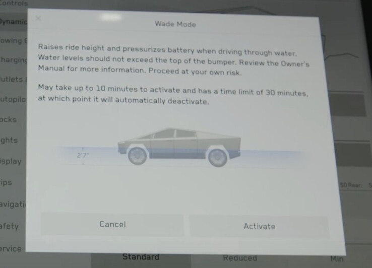 Tesla fornisce dettagli sulla profondità massima e la durata della modalità Cybertruck Wade