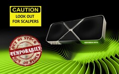 Le GPU di gioco RTX 5090 e RTX 5080 di GeForce sono oscenamente difficili da ottenere, almeno per ora. (Fonte immagine: Nvidia, modificata)