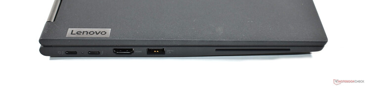 A sinistra: 2x Thunderbolt 4, HDMI 2.0, USB-A 3.2 Gen 1, smart card