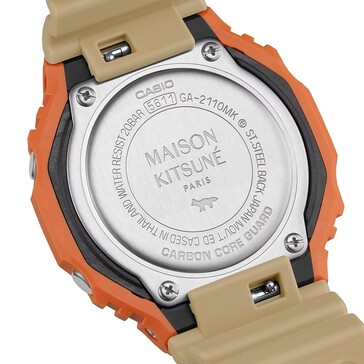 Marchio Maison Kitsuné inciso sul retro della cassa. (Fonte: Casio US)