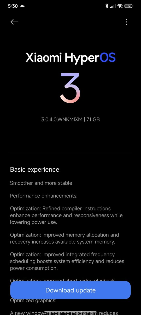 HyperOS 3 OTA su Poco F6 Pro (Fonte immagine: u/waelabdrabbo via Reddit)