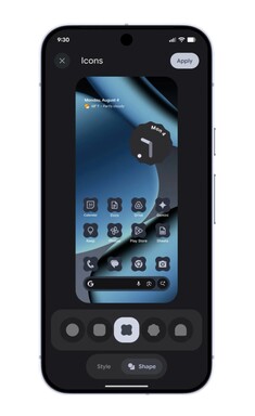 La forma delle icone delle app può essere modificata