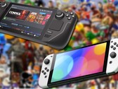Sia lo Steam Deck che lo Switch OLED hanno accesso a enormi librerie di giochi. (Fonte immagine: Valve/Nintendo/USgamer - modificato)