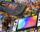 Sia lo Steam Deck che lo Switch OLED hanno accesso a enormi librerie di giochi. (Fonte immagine: Valve/Nintendo/USgamer - modificato)