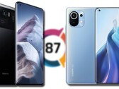 Lo Xiaomi Mi 11 Ultra (L) ha ottenuto lo stesso punteggio di visualizzazione del più economico Mi 11 (R). (Fonte immagine: Xiaomi/DxOMark - modificato)