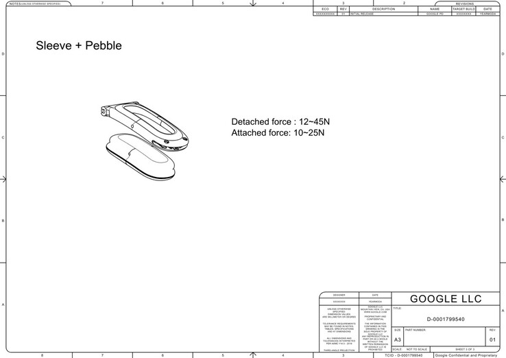 Disegno CAD 2D di Google Fitbit Air.