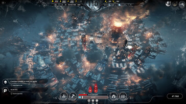 Un'immagine che mostra una sequenza di gioco tratta da Frostpunk.