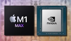 Il Apple M1 Max può facilmente tenere il passo con la GPU Nvidia GeForce RTX 3080 Laptop nei benchmark sintetici. (Fonte immagine: Apple/Nvidia - modificato)