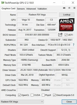 AMD Radeon RX Vega 56 GPU-Z specifiche
