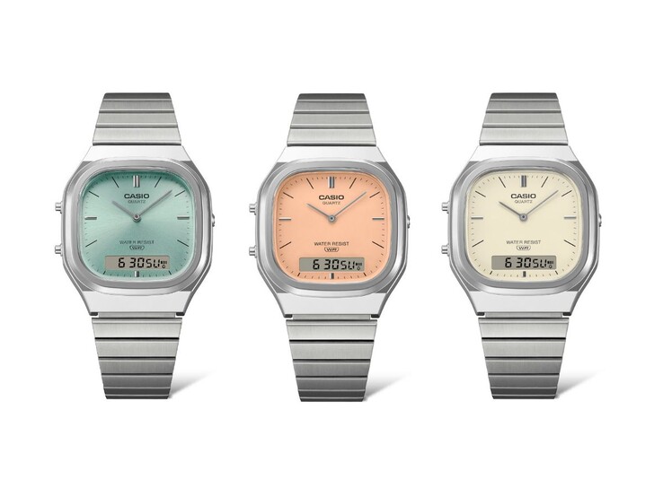 Da sinistra a destra: gli orologi Casio Vintage AQ-240E-2A, AQ-240E-4A e AQ-240E-7A2