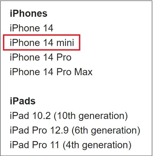 Apple elenco dei dispositivi. (Fonte: 91Mobiles/Evan Blass)
